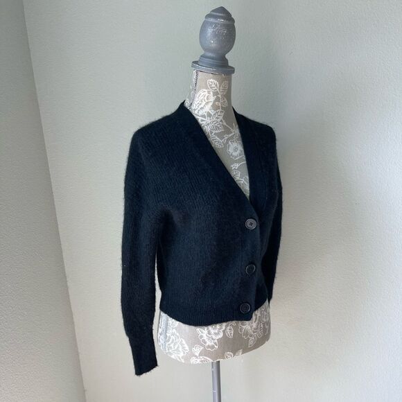 J. Crew Ribbed V-Neck Wool Cardigan Sweater in Black - Picture 5 of 12
